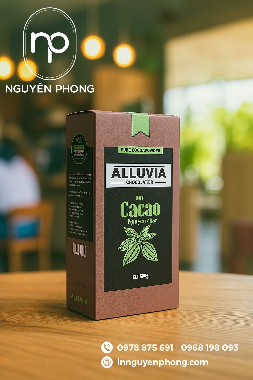 Mẫu hộp giấy đựng bột cacao nguyên chất 